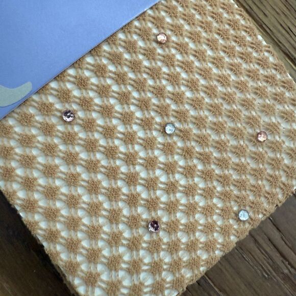 NIP 2 Claire’s Y2K Footless Tights Embellished Bling Tan Dark Grey Lace M L - Picture 4 of 8